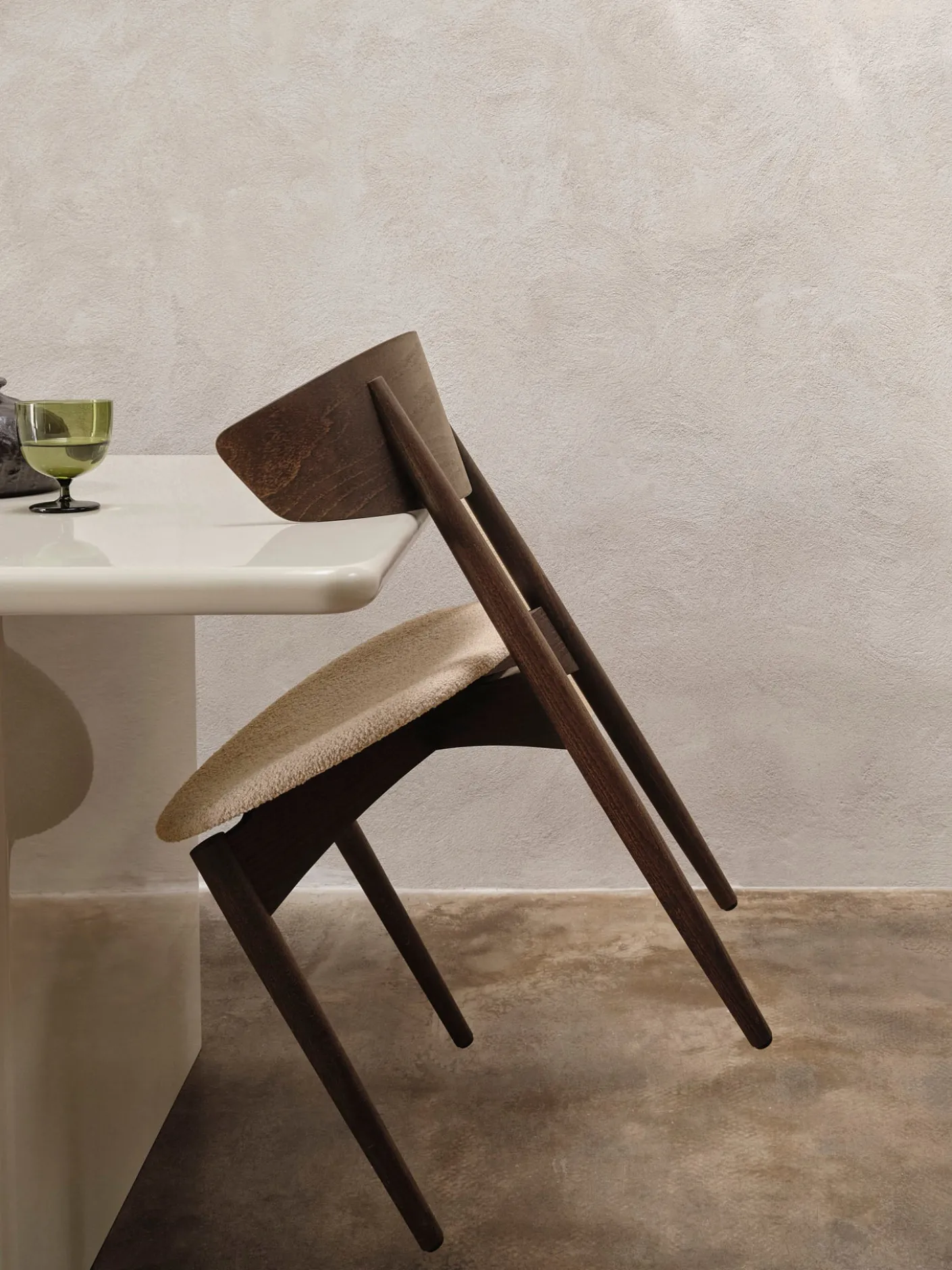 Herman Dining Chair - Upholstered Seat - Soft Bouclé