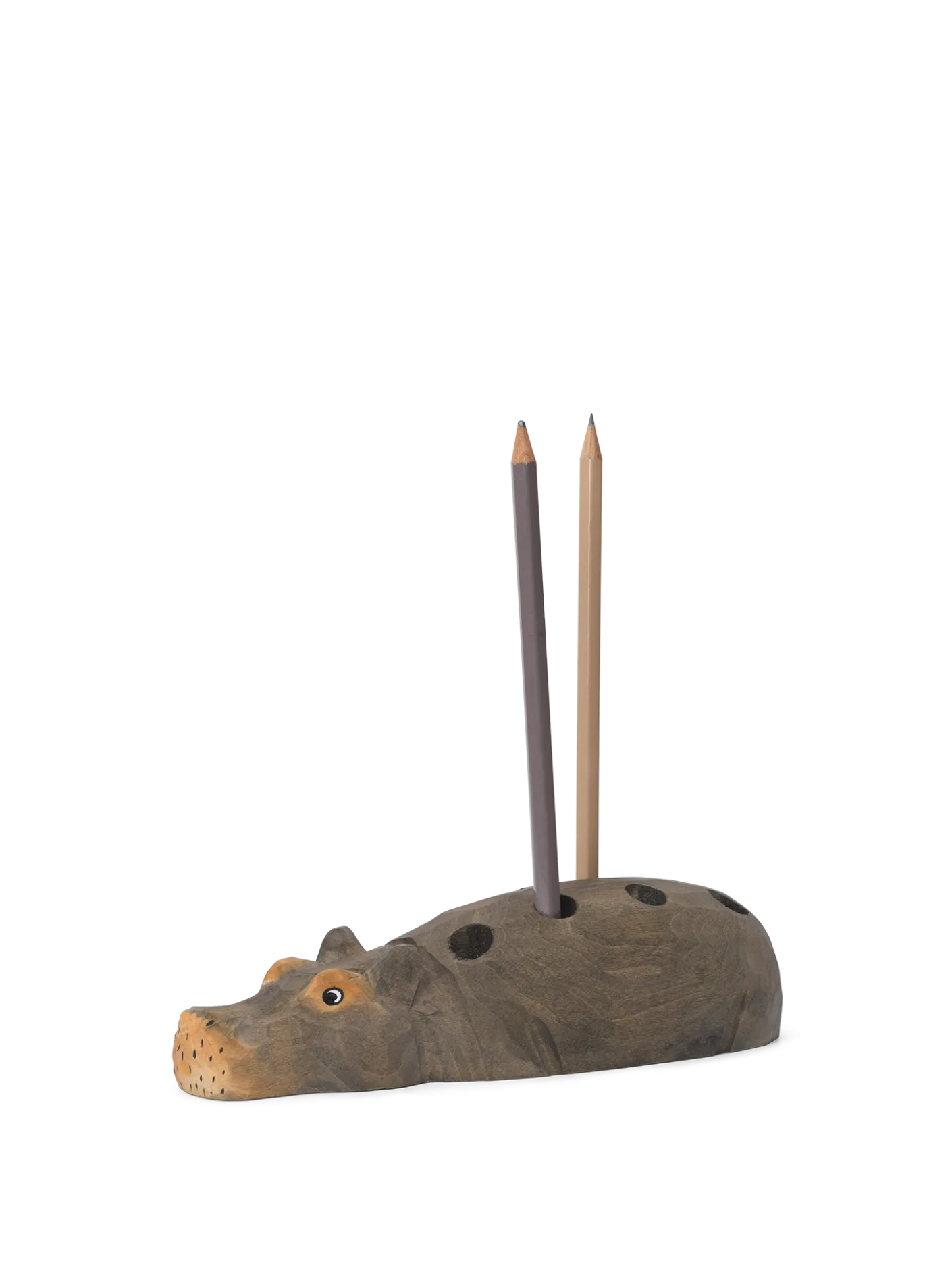 Hippo Hand-Carved Pencil Holder